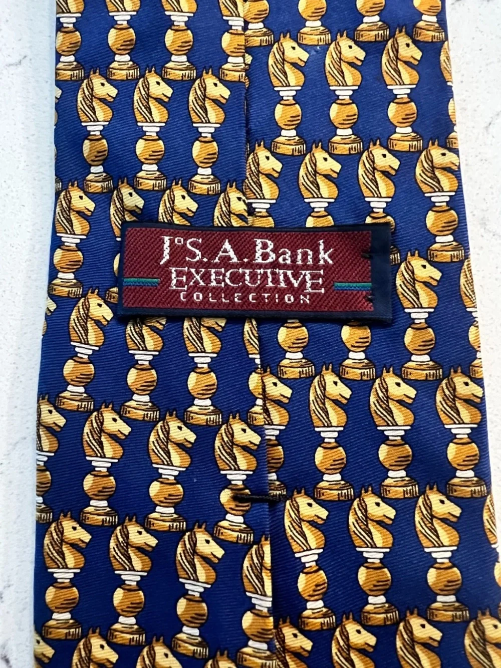 Jos A. Bank Executive Collection Blue Silk Knight Chess Piece Tie